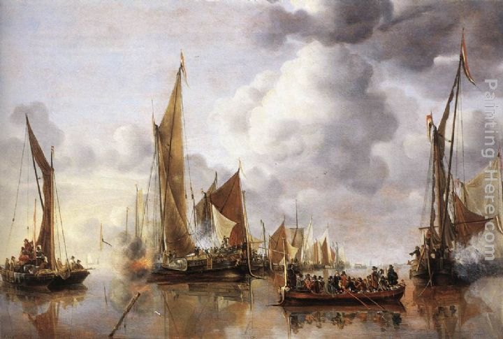 Jan van de Capelle The State Barge Saluted by the Home Fleet